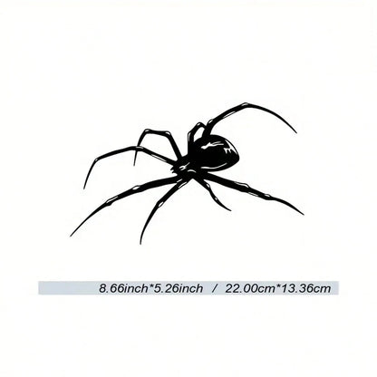 1pc- Vinyl Spider Car Sticker, Waterproof Warning Sticker, Suitable For Vehicle Doors And Windows, Durable Adhesive Car Decoration, Halloween Sticker
