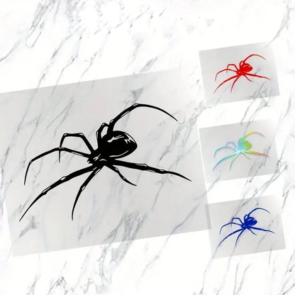 1pc- Vinyl Spider Car Sticker, Waterproof Warning Sticker, Suitable For Vehicle Doors And Windows, Durable Adhesive Car Decoration, Halloween Sticker