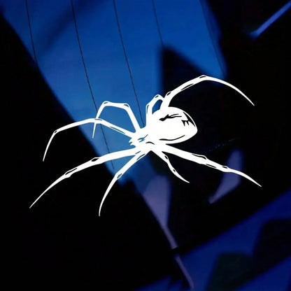 1pc- Vinyl Spider Car Sticker, Waterproof Warning Sticker, Suitable For Vehicle Doors And Windows, Durable Adhesive Car Decoration, Halloween Sticker