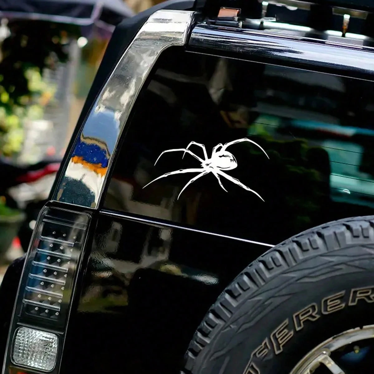 1pc- Vinyl Spider Car Sticker, Waterproof Warning Sticker, Suitable For Vehicle Doors And Windows, Durable Adhesive Car Decoration, Halloween Sticker