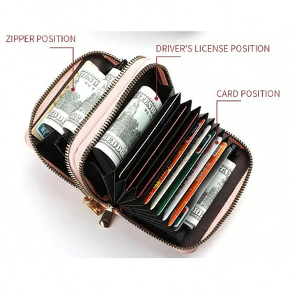 1PC [Wallet]New Sanrio Hello Kitty Cartoon Print Accordion Card Holder Coin Purse, Double Layer Zipper Wallet, Large Capacity PU Coin Purse, Fashion Card Holder Multi-Function Card Wallet, Sanrio Char