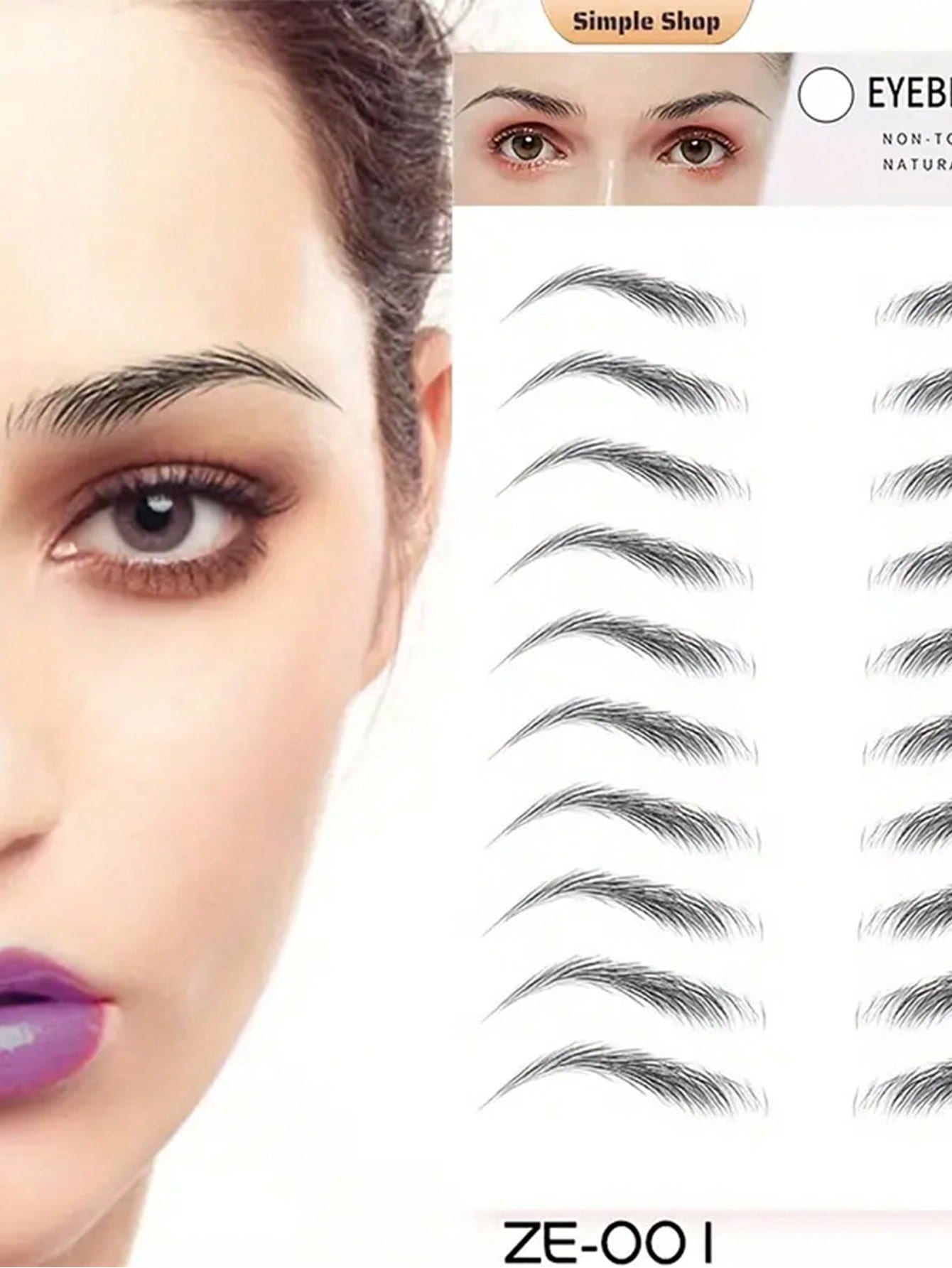 1pc Waterproof 3D Eyebrow Sticker Skin-Friendly, Body Makeup, Temporary Tattoo
