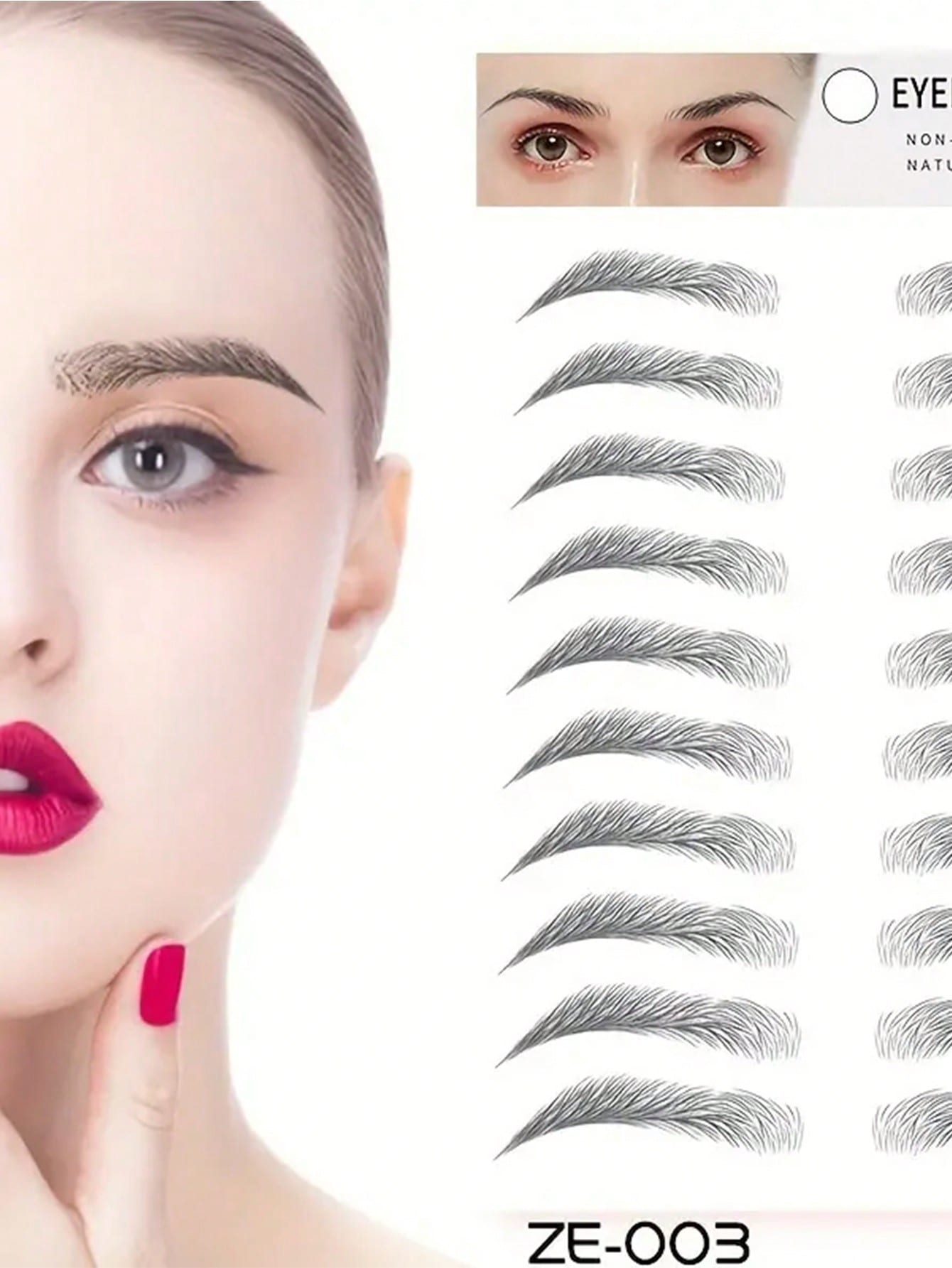 1pc Waterproof 3D Eyebrow Sticker Skin-Friendly, Body Makeup, Temporary Tattoo