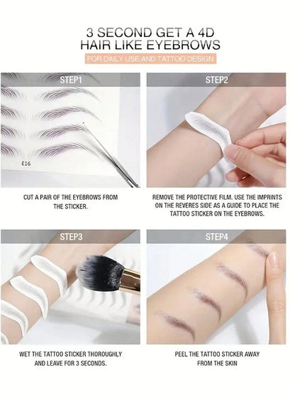 1pc Waterproof 3D Eyebrow Sticker Skin-Friendly, Body Makeup, Temporary Tattoo