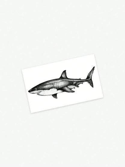 1pc Waterproof Temporary Tattoo Sticker, Classic Cool Shark Design, PVC Material, Sweat-Proof, Suitable For Fashionable Men Daily Use