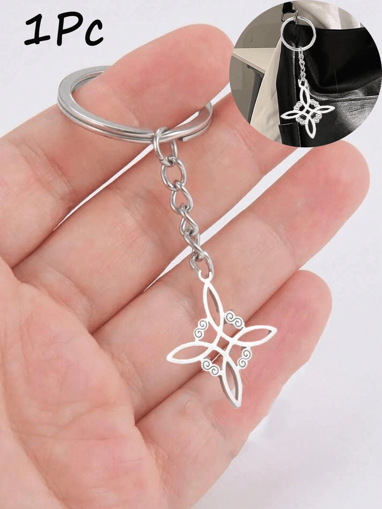1pc Witch Celtic Knot Keychain, Silver Stainless Steel Cross Witch Irish Knot Amulet Key Ring Jewelry, Witch Knot Pendant Keychain, Unisex, Stainless Steel Vintage Car Keychain Key Ring Amulet Jewelry