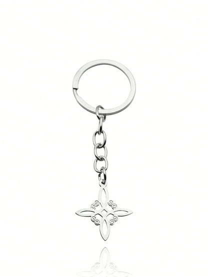1pc Witch Celtic Knot Keychain, Silver Stainless Steel Cross Witch Irish Knot Amulet Key Ring Jewelry, Witch Knot Pendant Keychain, Unisex, Stainless Steel Vintage Car Keychain Key Ring Amulet Jewelry