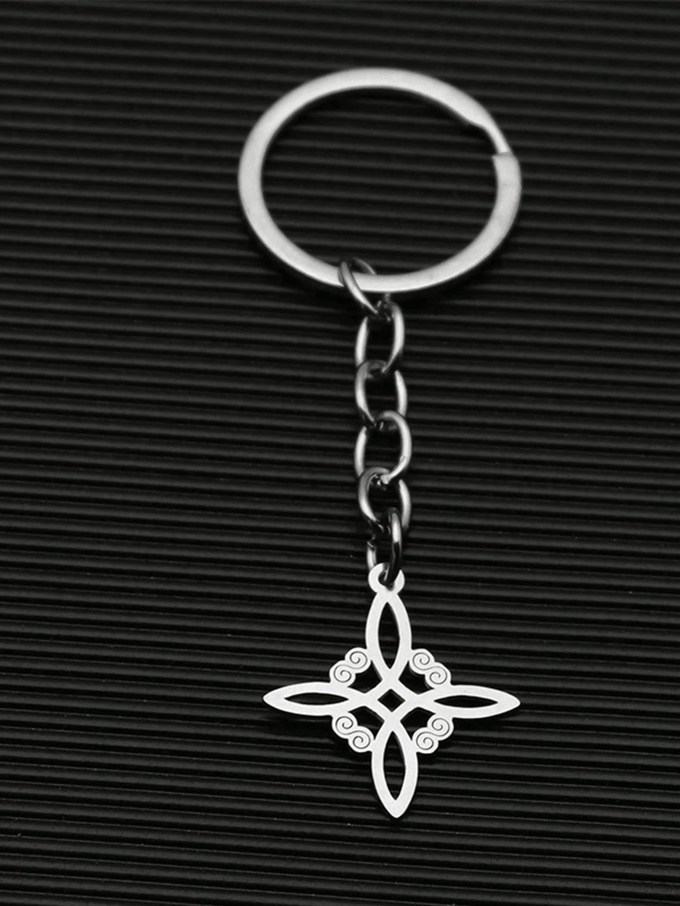 1pc Witch Celtic Knot Keychain, Silver Stainless Steel Cross Witch Irish Knot Amulet Key Ring Jewelry, Witch Knot Pendant Keychain, Unisex, Stainless Steel Vintage Car Keychain Key Ring Amulet Jewelry