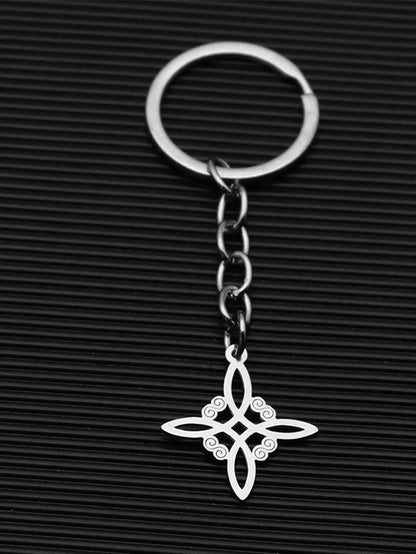 1pc Witch Celtic Knot Keychain, Silver Stainless Steel Cross Witch Irish Knot Amulet Key Ring Jewelry, Witch Knot Pendant Keychain, Unisex, Stainless Steel Vintage Car Keychain Key Ring Amulet Jewelry