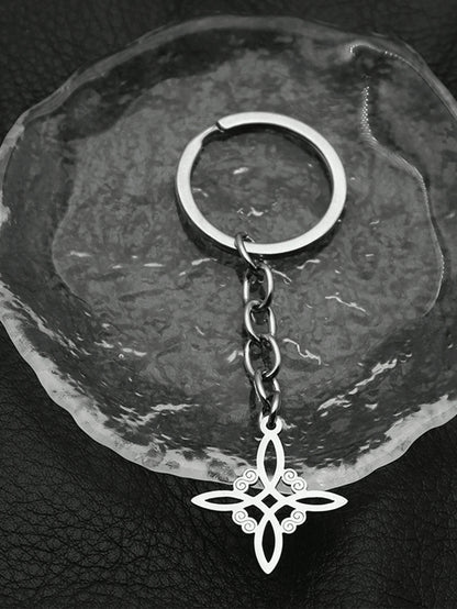 1pc Witch Celtic Knot Keychain, Silver Stainless Steel Cross Witch Irish Knot Amulet Key Ring Jewelry, Witch Knot Pendant Keychain, Unisex, Stainless Steel Vintage Car Keychain Key Ring Amulet Jewelry