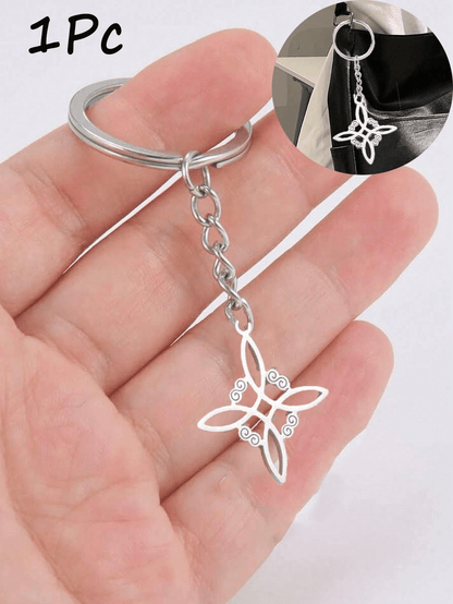 1pc Witch Celtic Knot Keychain, Silver Stainless Steel Cross Witch Irish Knot Amulet Key Ring Jewelry, Witch Knot Pendant Keychain, Unisex, Stainless Steel Vintage Car Keychain Key Ring Amulet Jewelry