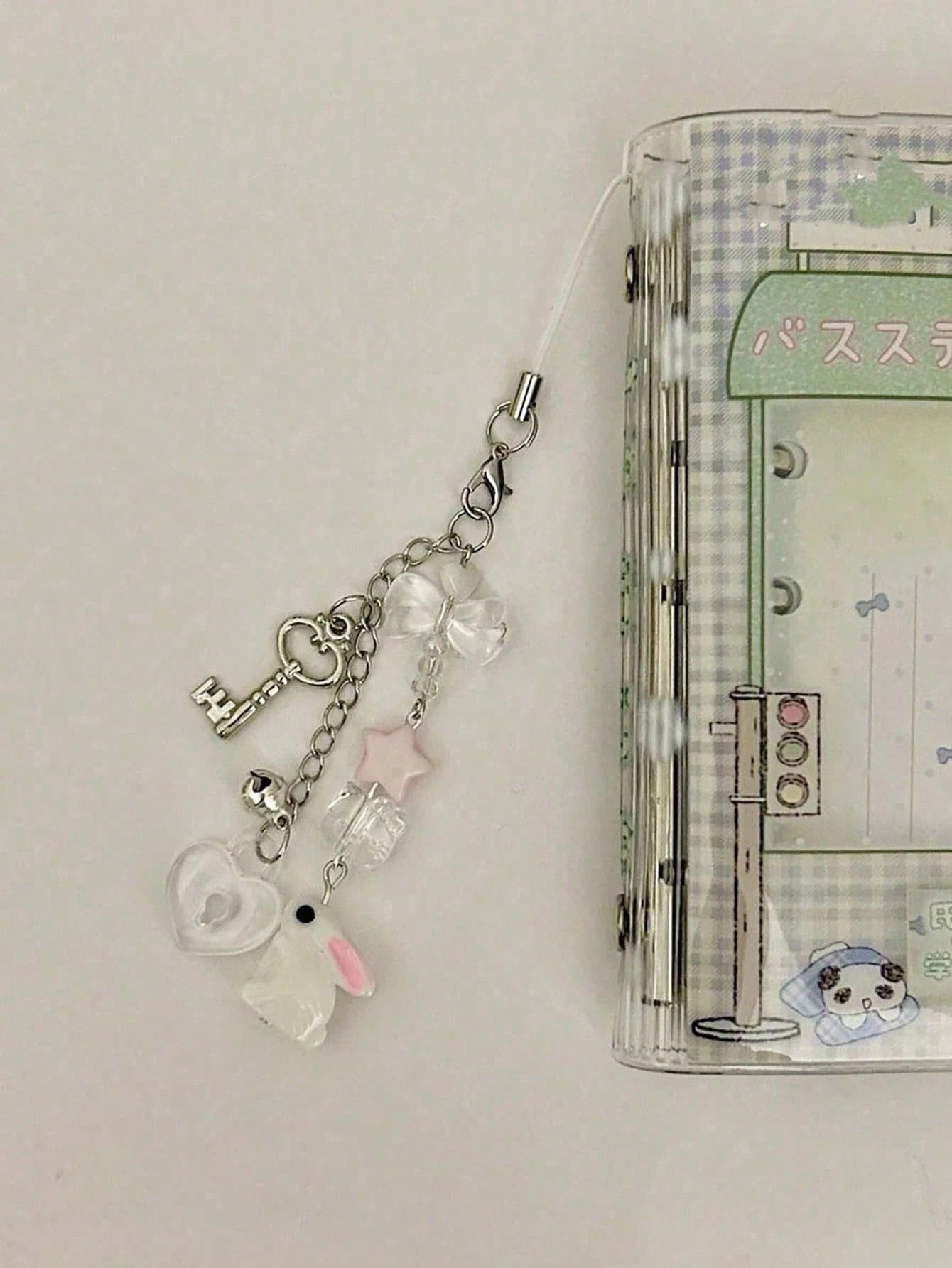 1pc Y2K Cute Resin Bell Rabbit Pendant Phone Lanyard, Creative Accessory