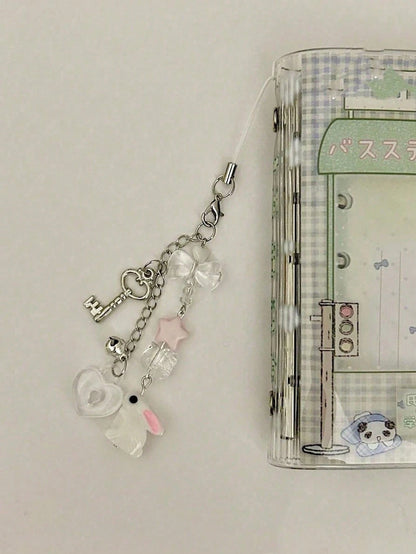 1pc Y2K Cute Resin Bell Rabbit Pendant Phone Lanyard, Creative Accessory