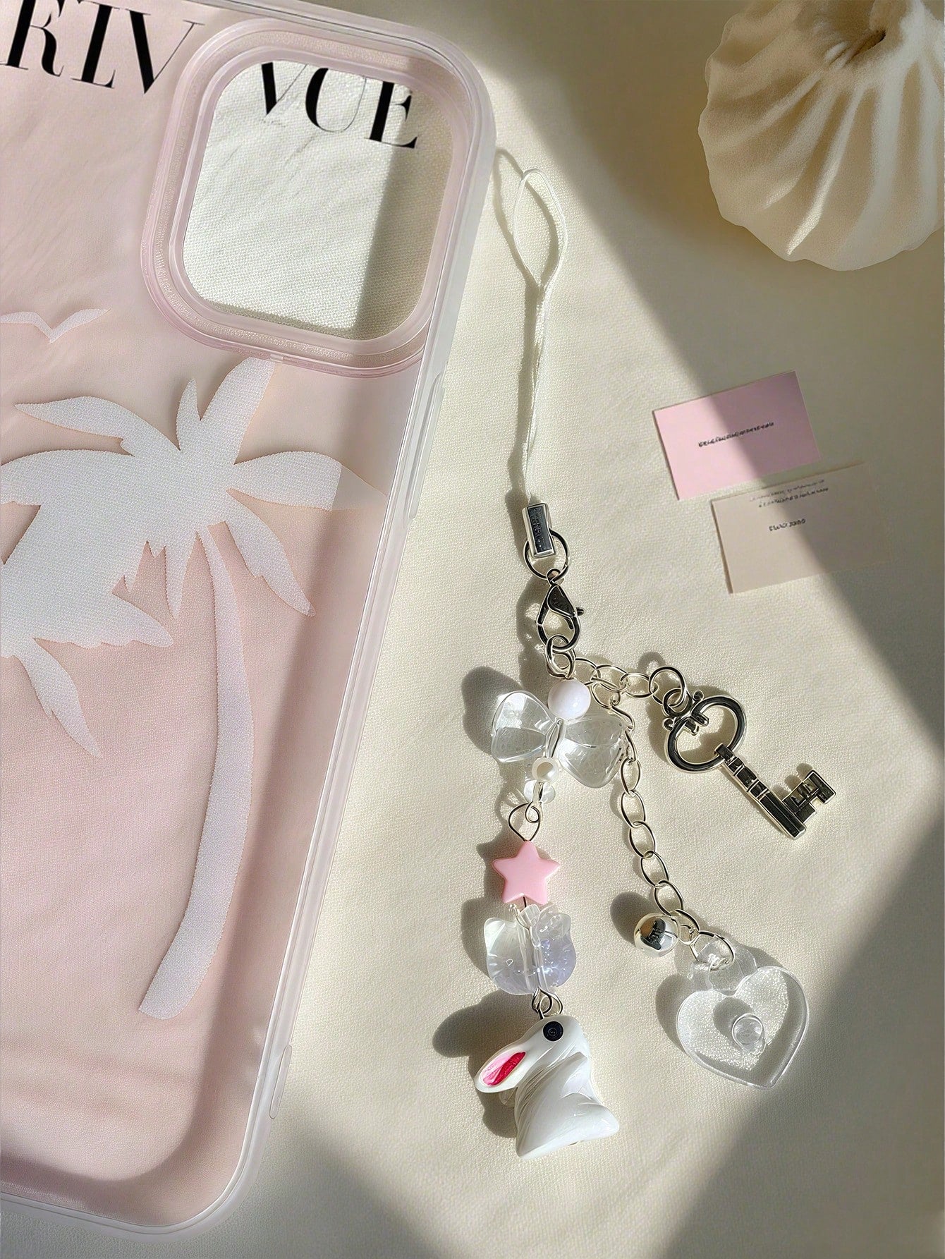 1pc Y2K Cute Resin Bell Rabbit Pendant Phone Lanyard, Creative Accessory