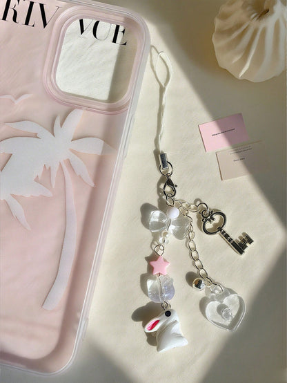 1pc Y2K Cute Resin Bell Rabbit Pendant Phone Lanyard, Creative Accessory