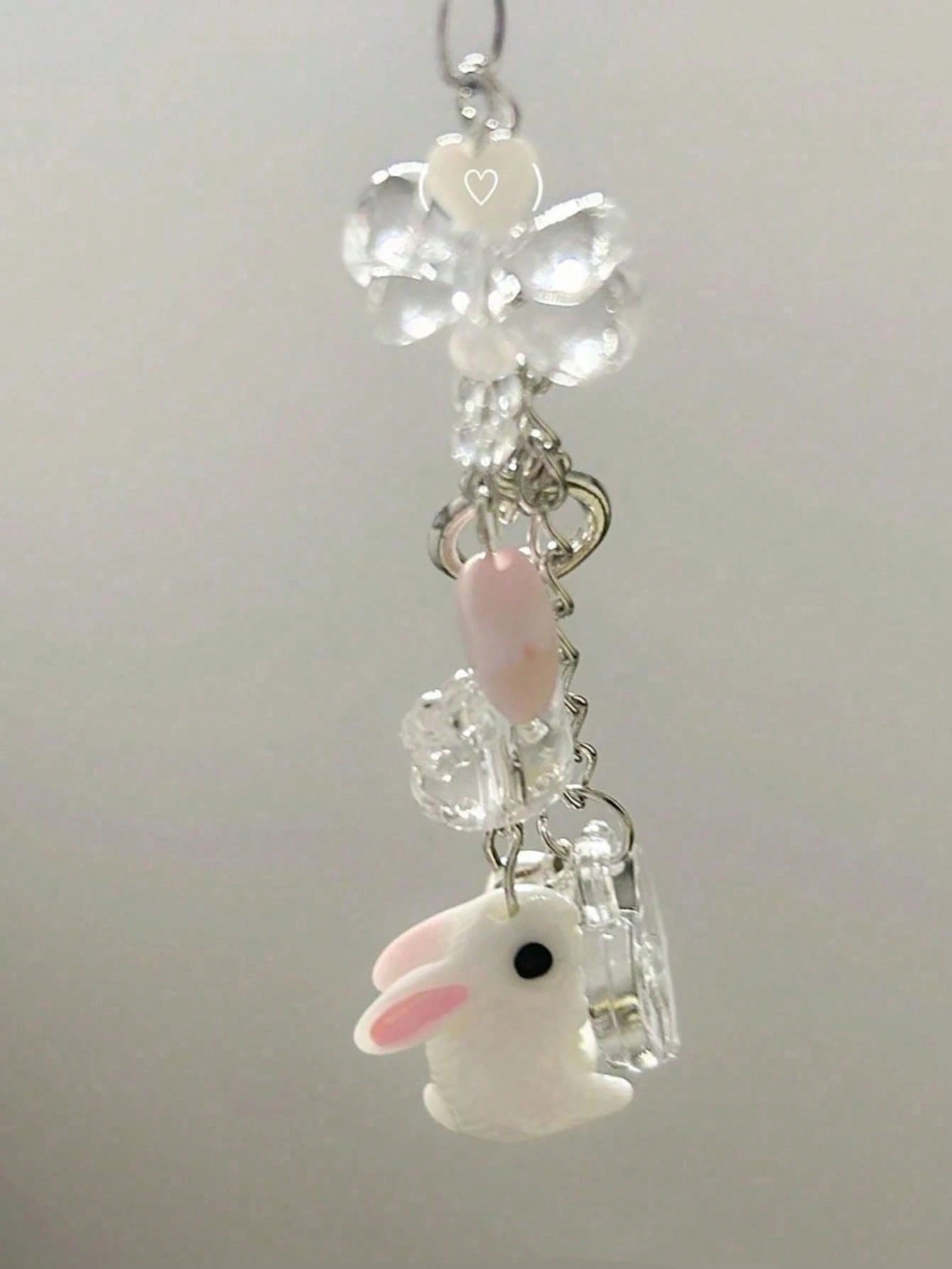1pc Y2K Cute Resin Bell Rabbit Pendant Phone Lanyard, Creative Accessory