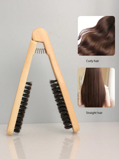 1pcHair Straightener Comb For Straightening Hair, Solid Wood Styling Brush, Anti-Scald Straightening Comb For Hair Styling And Care, V-Shaped Hair Straightener Comb For Professional Salons, Resistant