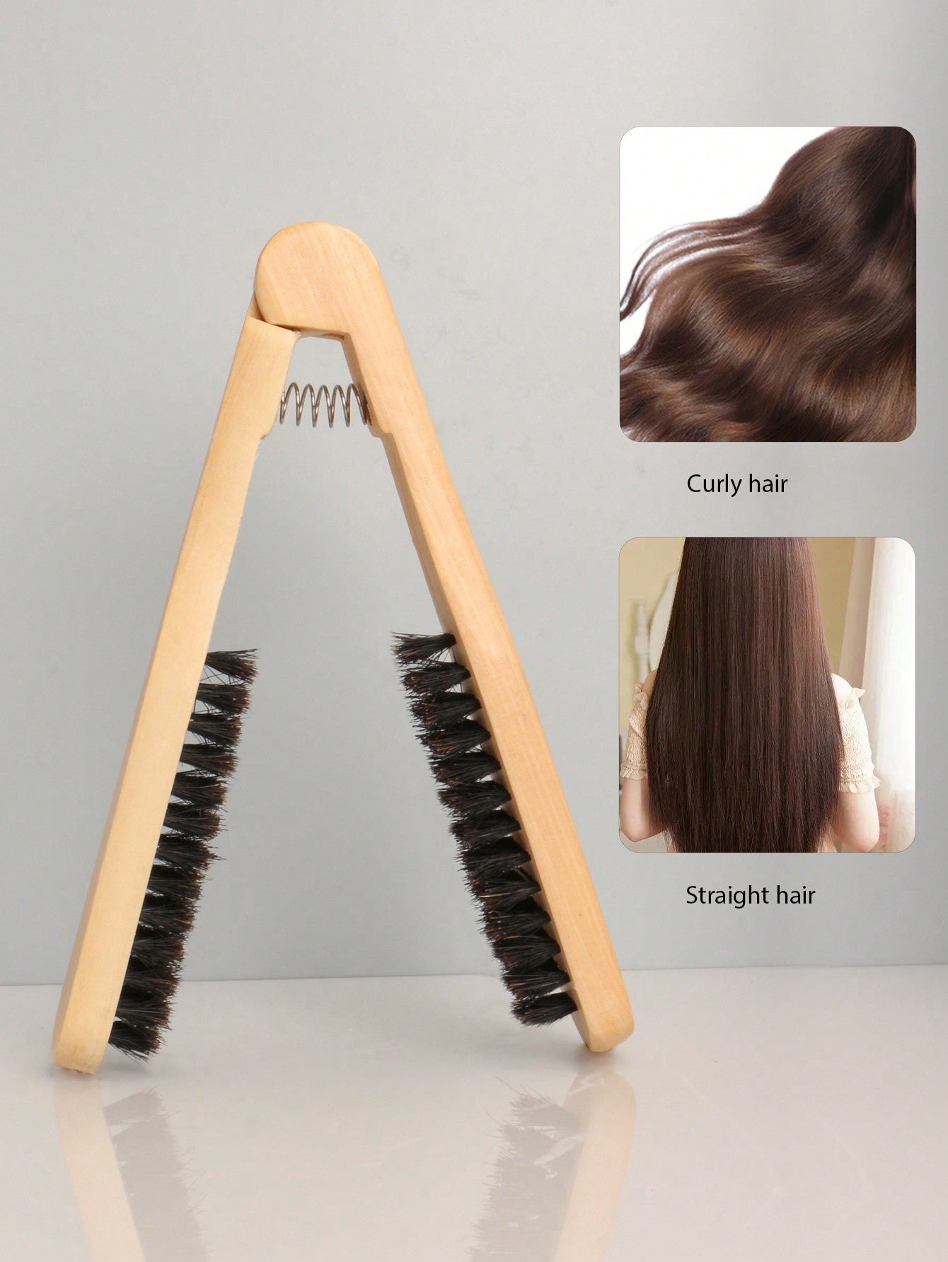 1pcHair Straightener Comb For Straightening Hair, Solid Wood Styling Brush, Anti-Scald Straightening Comb For Hair Styling And Care, V-Shaped Hair Straightener Comb For Professional Salons, Resistant