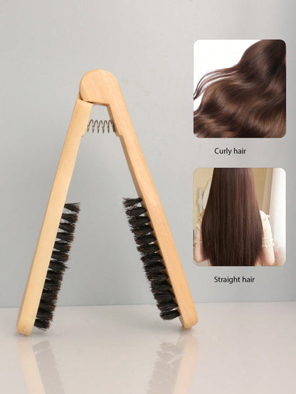 1pcHair Straightener Comb For Straightening Hair, Solid Wood Styling Brush, Anti-Scald Straightening Comb For Hair Styling And Care, V-Shaped Hair Straightener Comb For Professional Salons, Resistant