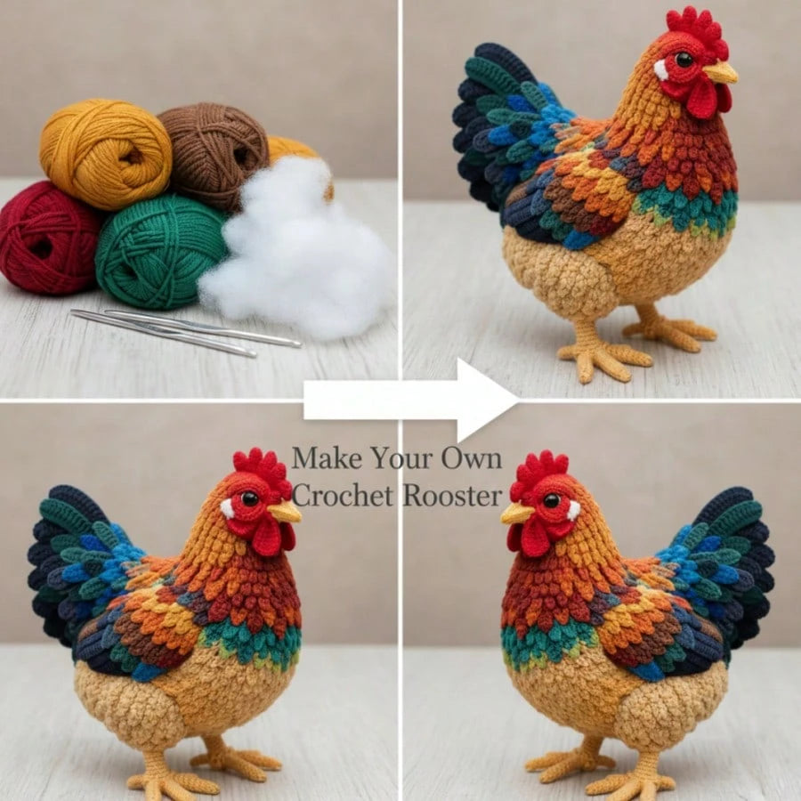 1Set Animal Crochet Kit For Beginners, Beginner Crochet Kit For Adults With Step-By-Step Text Tutorials, Chicken DIY Crafts For Adults, Birthday Easter Day And Spring Gifts, Cute Funny Farmhouse Home