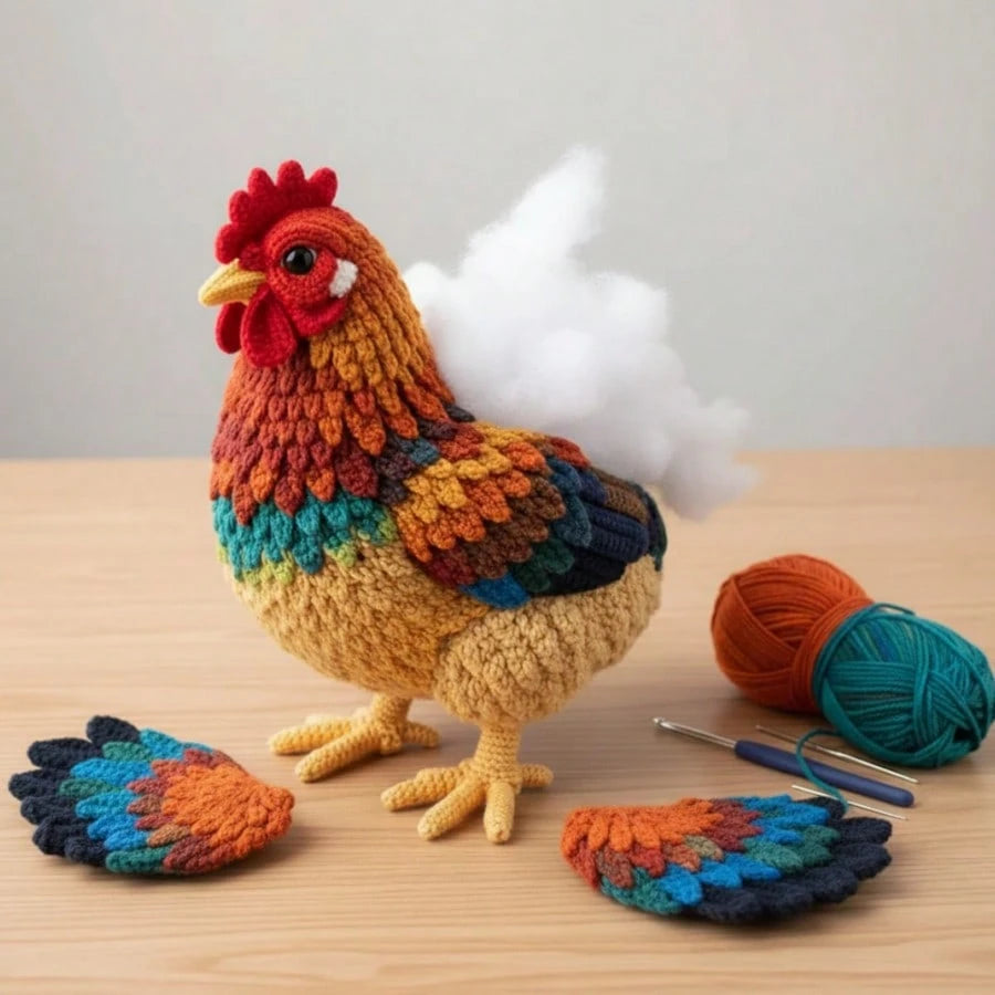 1Set Animal Crochet Kit For Beginners, Beginner Crochet Kit For Adults With Step-By-Step Text Tutorials, Chicken DIY Crafts For Adults, Birthday Easter Day And Spring Gifts, Cute Funny Farmhouse Home