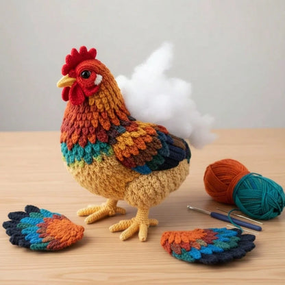 1Set Animal Crochet Kit For Beginners, Beginner Crochet Kit For Adults With Step-By-Step Text Tutorials, Chicken DIY Crafts For Adults, Birthday Easter Day And Spring Gifts, Cute Funny Farmhouse Home