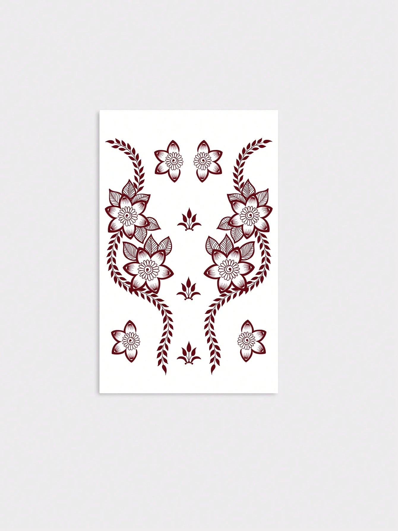 1sheet Henna Long Lasting Waterproof Palm Finger Split Floral Tattoo Sticker, Bohemian Fake Tattoo, Body Art Decal For Hand & Wedding Vacation Portrait Shooting Temporary Tattoo