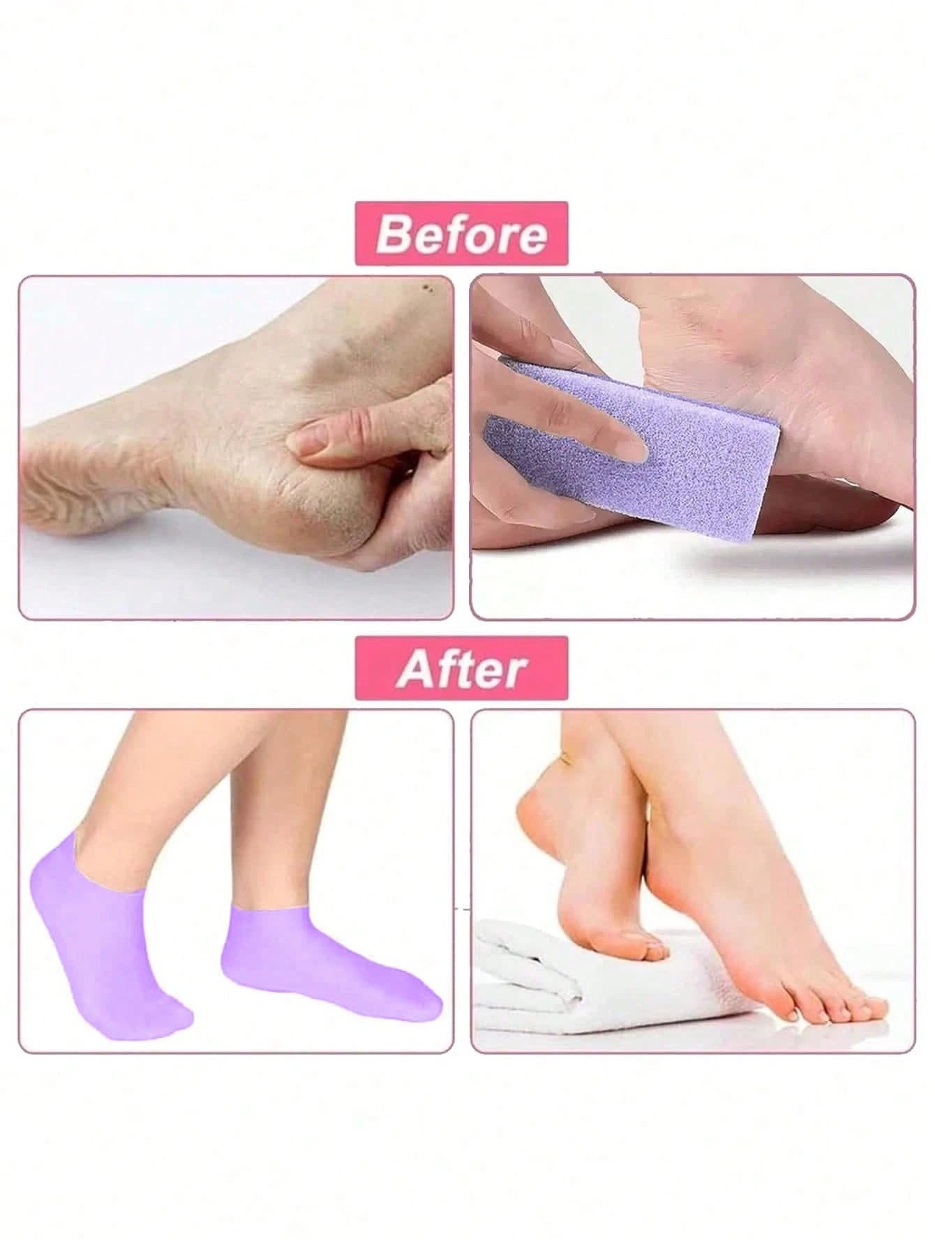 2/1 Pair Silicone Moisturizing Foot Socks, Effective Foot Care, Prevent Cracked Heels, Remove Dead Skin, Elastic Foot Socks, All-Day Moisture Locking, Prevent Dryness, Odorless, Easy To Wear And Remov