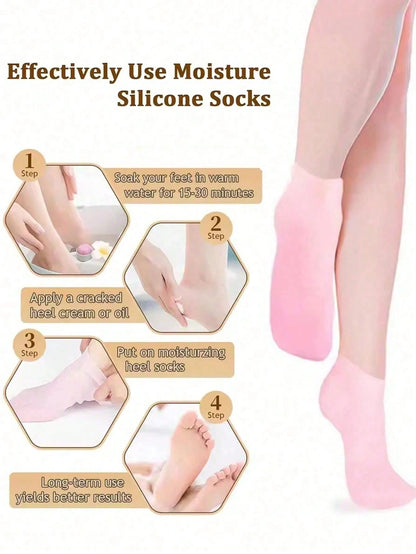 2/1 Pair Silicone Moisturizing Foot Socks, Effective Foot Care, Prevent Cracked Heels, Remove Dead Skin, Elastic Foot Socks, All-Day Moisture Locking, Prevent Dryness, Odorless, Easy To Wear And Remov