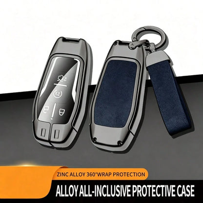 2/3/4/5 Buttons Alloy Key Case Cover With Key Holder For Ford Fusion, Mustang, F150, Edge, Explorer, For MKZ, MKC, MKX Transparent Film Protective Cover