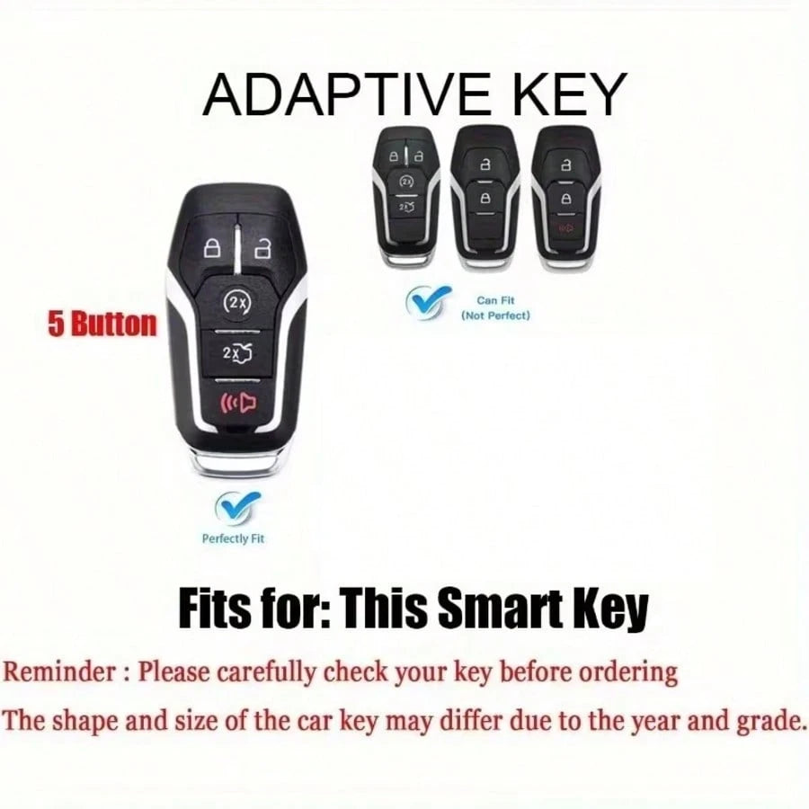 2/3/4/5 Buttons Alloy Key Case Cover With Key Holder For Ford Fusion, Mustang, F150, Edge, Explorer, For MKZ, MKC, MKX Transparent Film Protective Cover