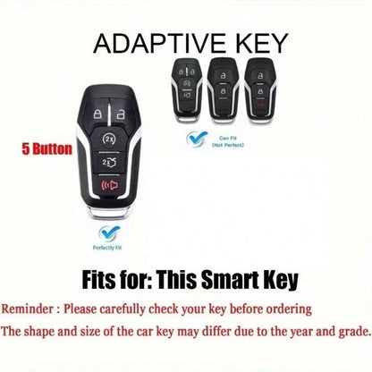 2/3/4/5 Buttons Alloy Key Case Cover With Key Holder For Ford Fusion, Mustang, F150, Edge, Explorer, For MKZ, MKC, MKX Transparent Film Protective Cover