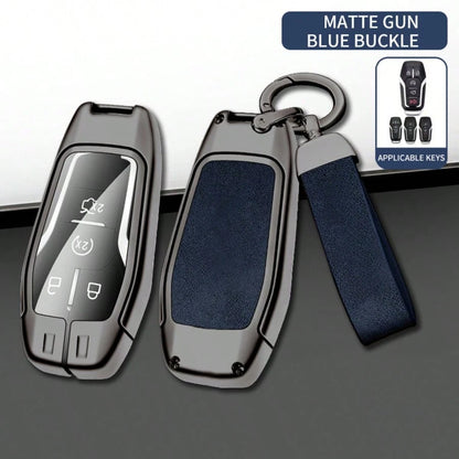 2/3/4/5 Buttons Alloy Key Case Cover With Key Holder For Ford Fusion, Mustang, F150, Edge, Explorer, For MKZ, MKC, MKX Transparent Film Protective Cover