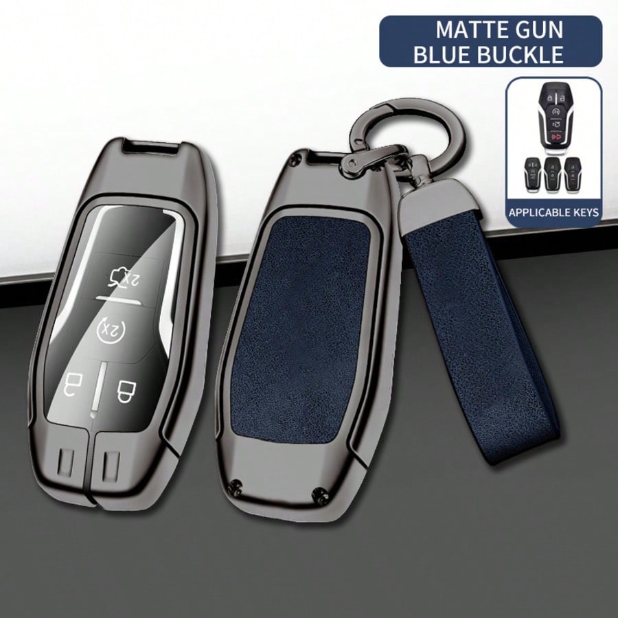 2/3/4/5 Buttons Alloy Key Case Cover With Key Holder For Ford Fusion, Mustang, F150, Edge, Explorer, For MKZ, MKC, MKX Transparent Film Protective Cover
