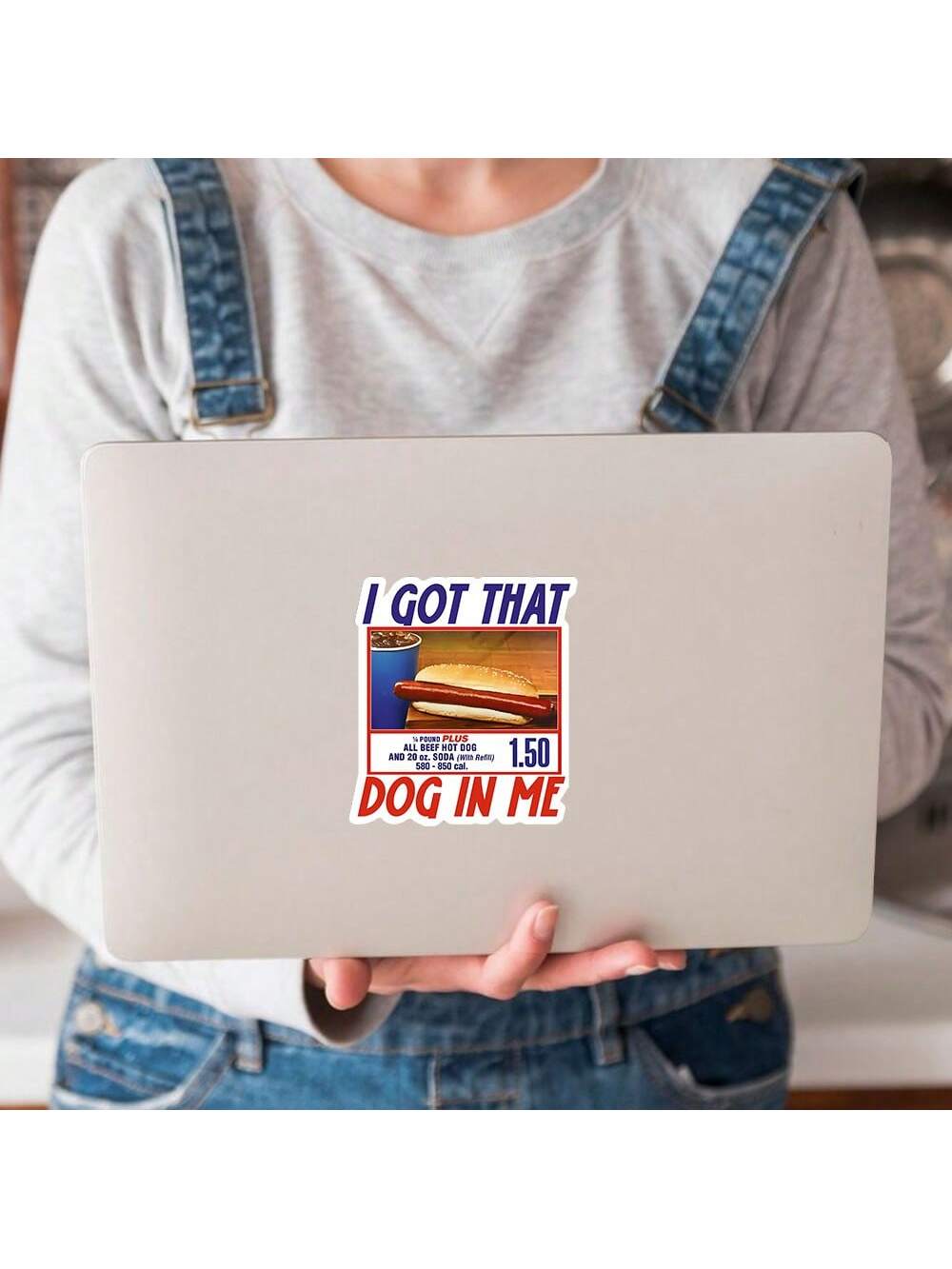 2/3/5inch Available Size I Got That Dog In Me Sticker Funny Hot Dog Combo Meme Sticker For Laptop, Phone, Toolbox, Car High Quality Vinyl Decal