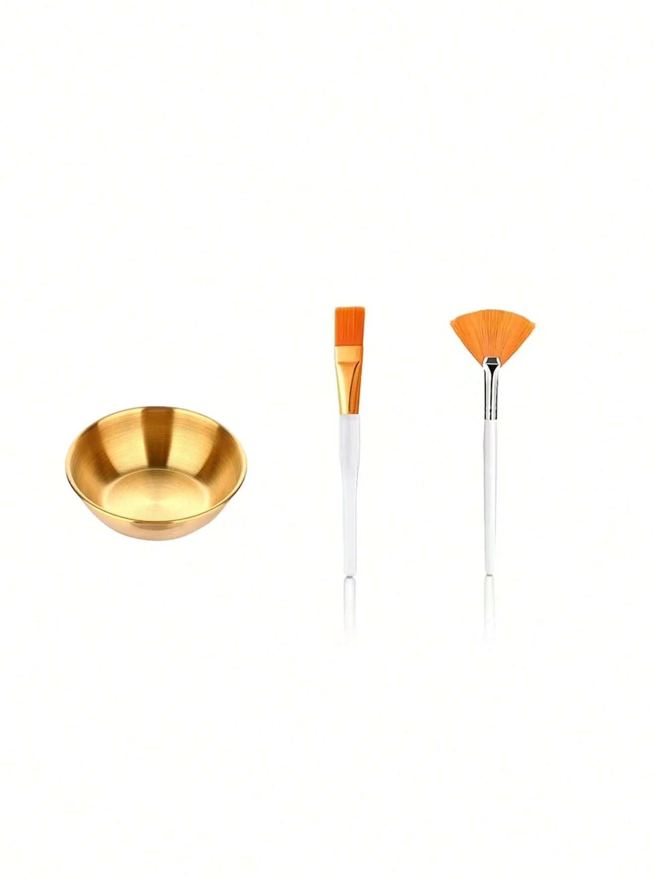 2/3/8/9/10/11/21pcs Facial Beauty Spa Care Tool Set, Stainless Steel Gold Mixing Bowl, DIY Accessories, Gold Tray, Divided Gold Tray, Face Fan Brush, Face Mask Brush, Facial Cleansing Compressed Round