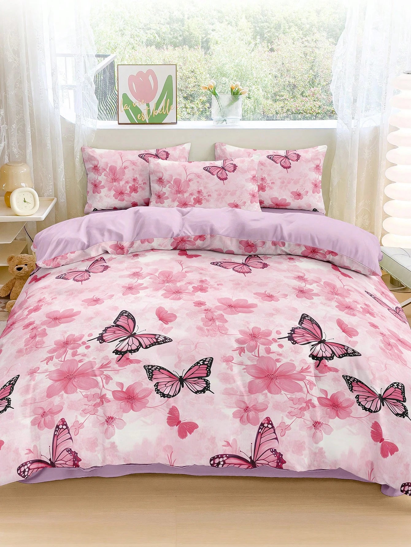 2/3pcs Butterfly Duvet Cover Set, Bedding Set, Room Decor, Skin-Friendly Comfortable, Soft And Cozy, Zipper & Corner Ties, Breathable And Lightweight, Silky Smooth, All Seasons, Fits Single/Double/Kin