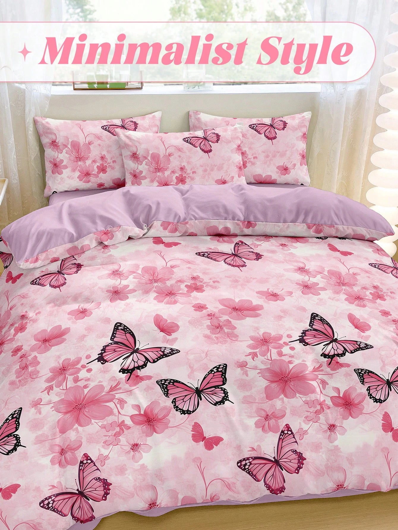 2/3pcs Butterfly Duvet Cover Set, Bedding Set, Room Decor, Skin-Friendly Comfortable, Soft And Cozy, Zipper & Corner Ties, Breathable And Lightweight, Silky Smooth, All Seasons, Fits Single/Double/Kin