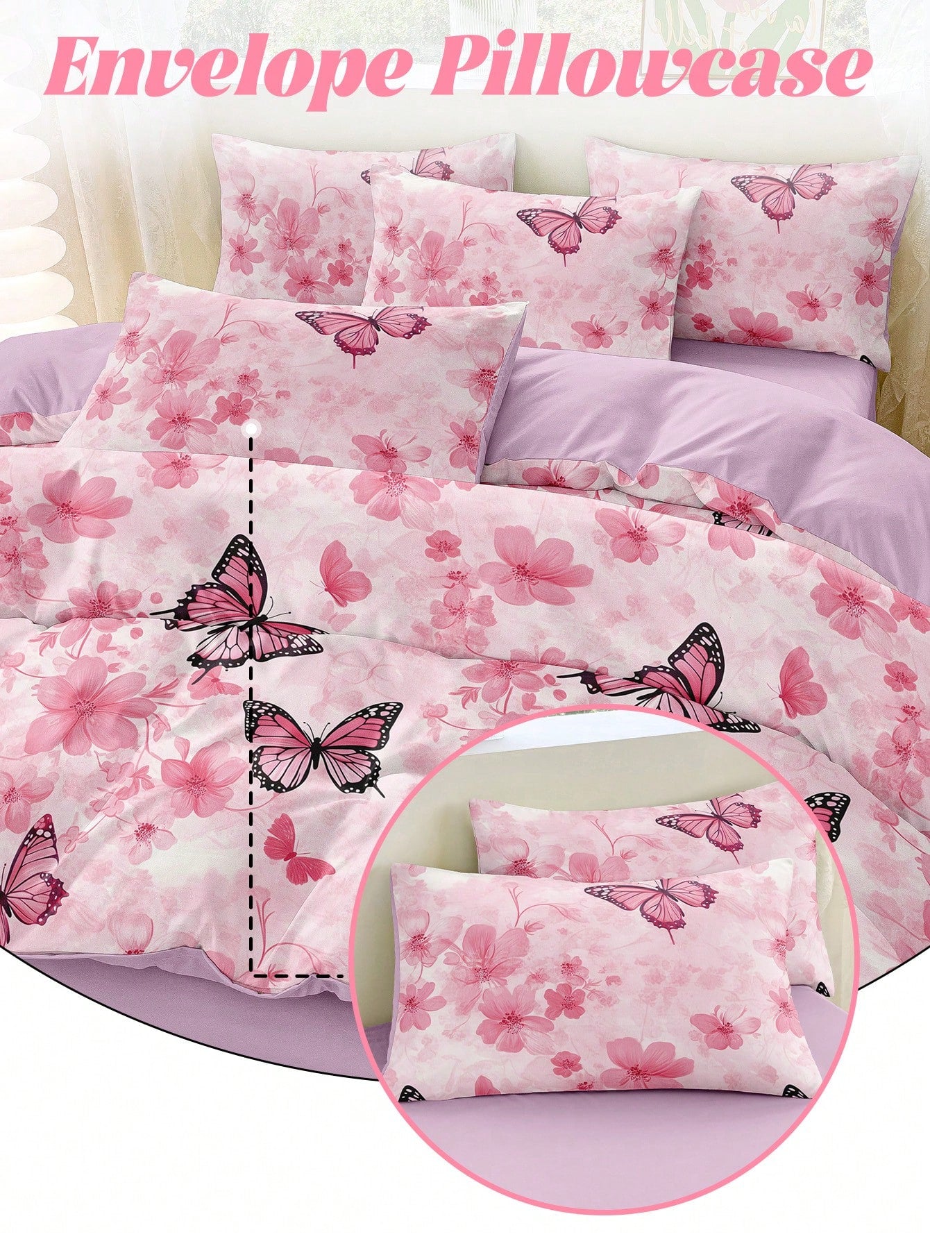 2/3pcs Butterfly Duvet Cover Set, Bedding Set, Room Decor, Skin-Friendly Comfortable, Soft And Cozy, Zipper & Corner Ties, Breathable And Lightweight, Silky Smooth, All Seasons, Fits Single/Double/Kin