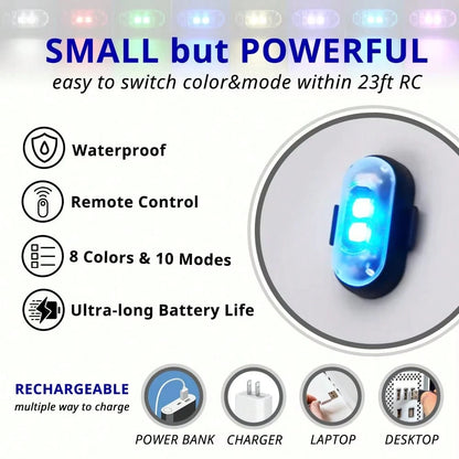 2/4/6/8wireless LED Lights With Remote Control, 8-Color USB Charging High Brightness LED Lights, Mini Cycling Lights, Suitable For Cars, Drones, Motorcycles, And Bicycles