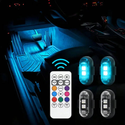 2/4/6/8wireless LED Lights With Remote Control, 8-Color USB Charging High Brightness LED Lights, Mini Cycling Lights, Suitable For Cars, Drones, Motorcycles, And Bicycles
