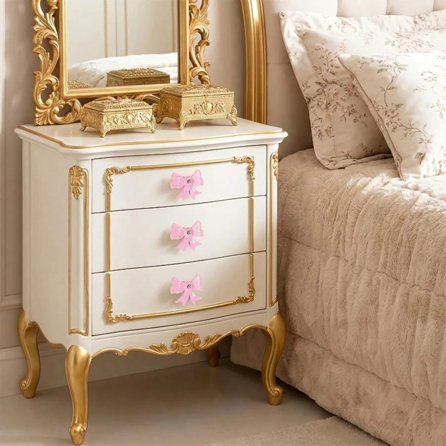 2/4pcs Pink Bow Drawer Pulls- Decorative Handles With Screws, Cute Style For Kids Bedroom Wardrobe Drawers, Cabinets And Other Furniture
