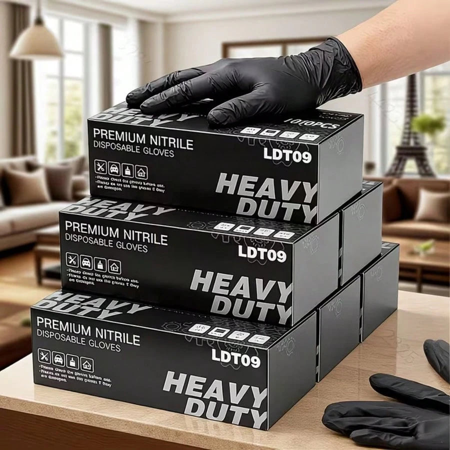 2/50/100pcs Black Composite Nitrile Gloves- Disposable Gloves, Suitable For Kitchen, Dishwashing And Home Cleaning, Reversible, Latex-Free Formula, Suitable For Indoor And Outdoor Use, Kitchen Cleani