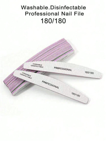 2/5pcs Double-Sided Nail Files, Washable, Reusable, Suitable For Natural Nails And Acrylic Nails, Manicure Tools For Home And Nail Salon Use. Nail Supplies, Nail Tools, Nail Art Tools, Back To School