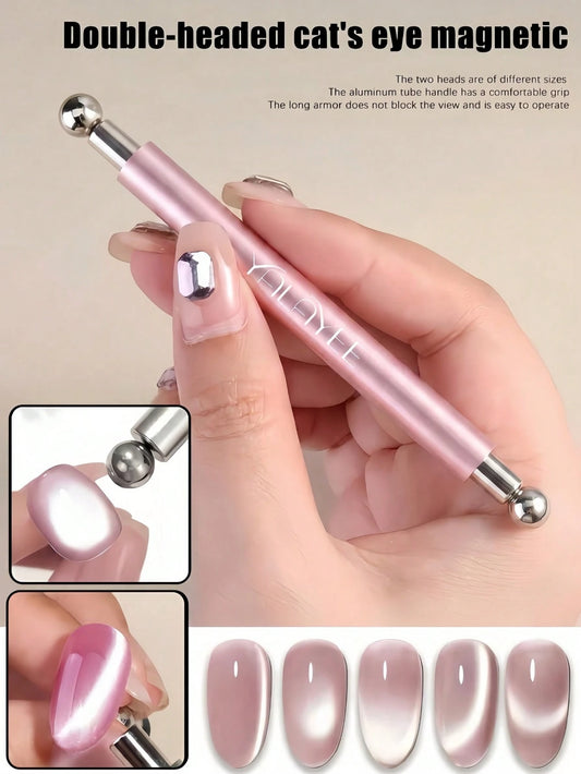 2-In-1 Cat Eye Magnetic Nail Tool Set, Multi-Functional Strong Magnetic Cat Eye Gel Nail Polish Steel Ball Adsorption Art Design Accessories, Suitable For Home DIY And Nail Salon Studio