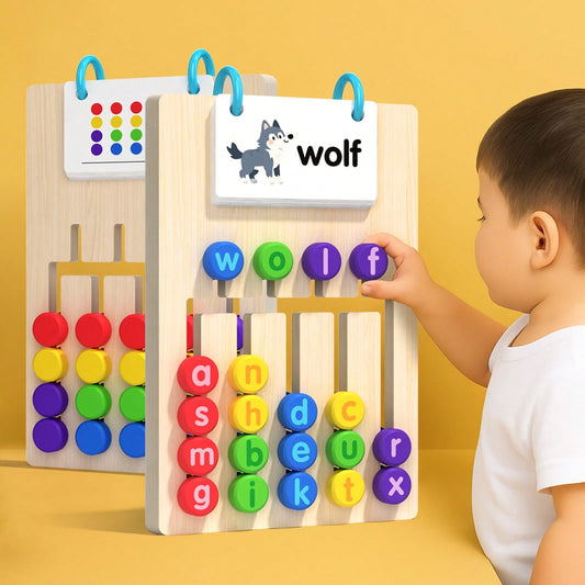 2-In-1 Montessori Five-Color Double-Sided Puzzle Game, Color Recognition & Classification Wooden Toy For Children