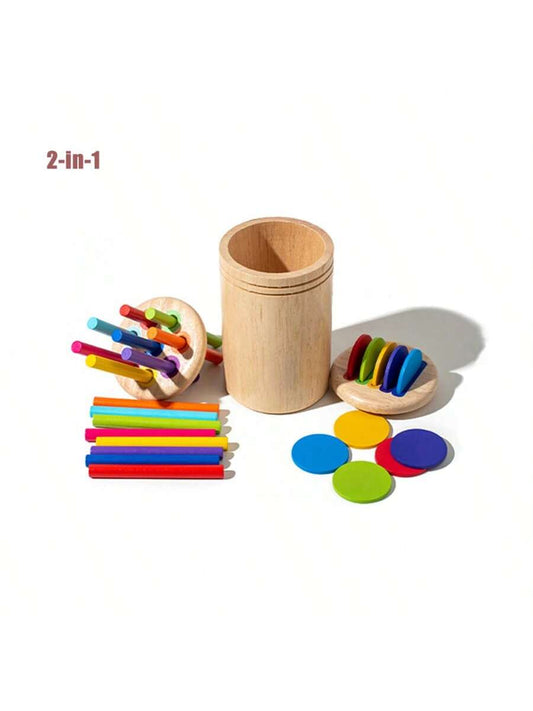 2-In-1 Multi-Hole Wooden Sorting Toy, Color Sorting And Counting Math Sensory Toy, Suitable For 3-6 Years Old Children, Halloween, Thanksgiving, Christmas Gift