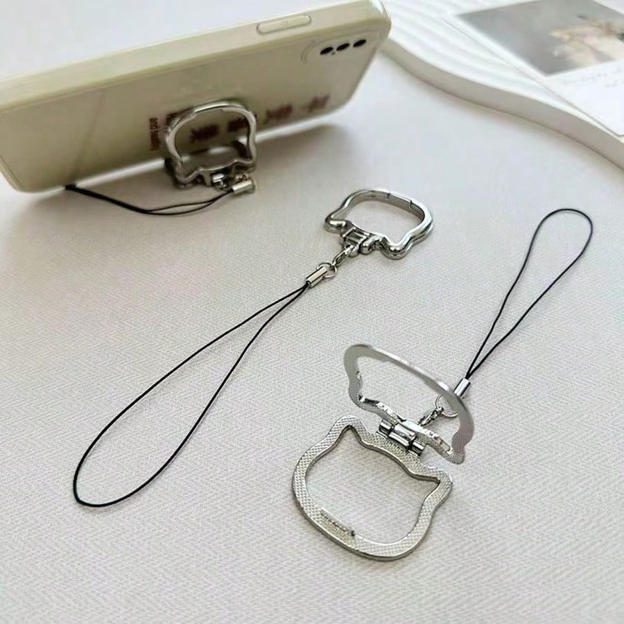 2-In-1 Multifunctional Phone Lanyard Holder, Portable Slouchy Bracket, Metal Folding Ring Pendant Phone/Tablet Stand, Suitable As Birthday/Holiday Gift For Mother, Family And Friends