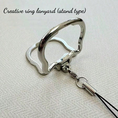 2-In-1 Multifunctional Phone Lanyard Holder, Portable Slouchy Bracket, Metal Folding Ring Pendant Phone/Tablet Stand, Suitable As Birthday/Holiday Gift For Mother, Family And Friends