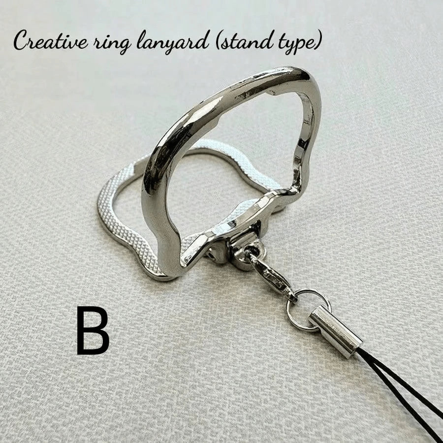 2-In-1 Multifunctional Phone Lanyard Holder, Portable Slouchy Bracket, Metal Folding Ring Pendant Phone/Tablet Stand, Suitable As Birthday/Holiday Gift For Mother, Family And Friends